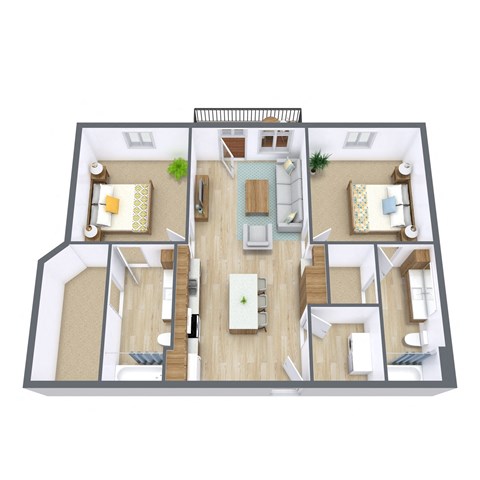 29 West Apartments | Two Bedroom Floor Plan 22D